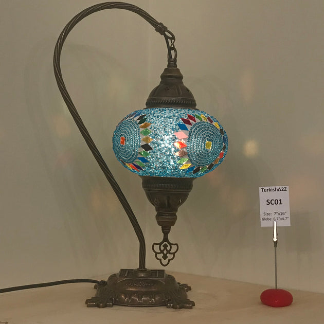 Melidia Swan Neck Mosaic Table Lamp – TurkishLights.Net