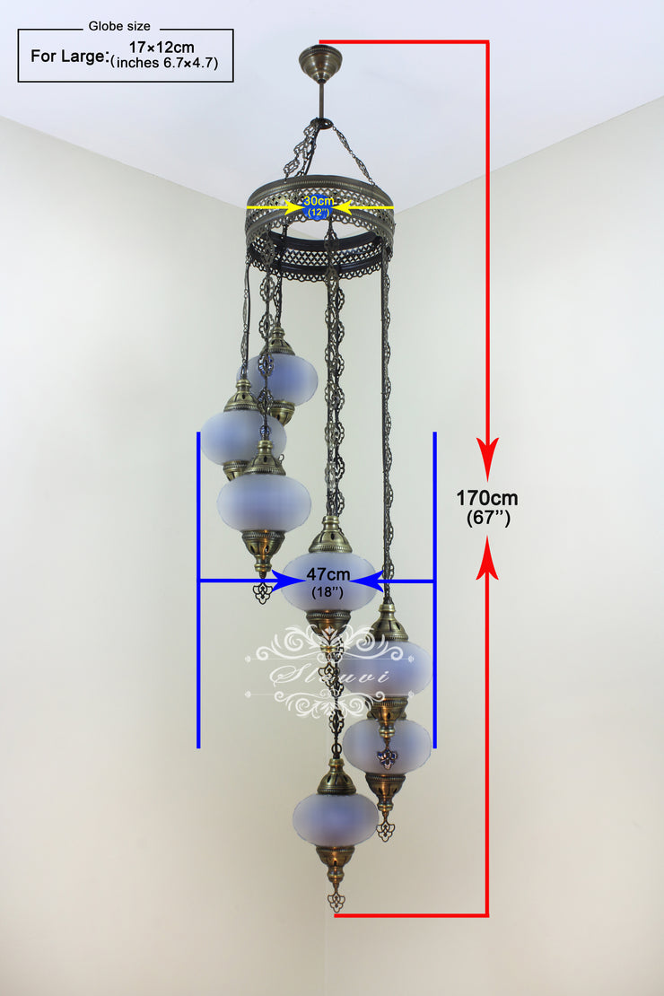 7 - BALL TURKISH MOSAIC CHANDELIER, LARGE GLOBES - TurkishLights.NET