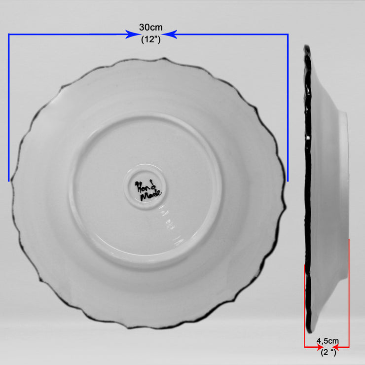 HAND MADE TURKISH CERAMIC PLATE, 30 cm(11.8") P10 - TurkishLights.NET