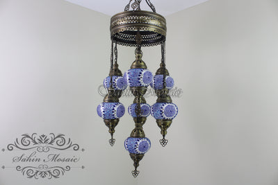 7 - BALL SULTAN TURKISH MOSAIC CHANDELIER (MEDIUM GLOBES) - TurkishLights.NET