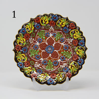 SET OF 3 HAND MADE TURKISH CERAMIC PLATE, 18 cm ( 8''inch ) ID:130 - TurkishLights.NET