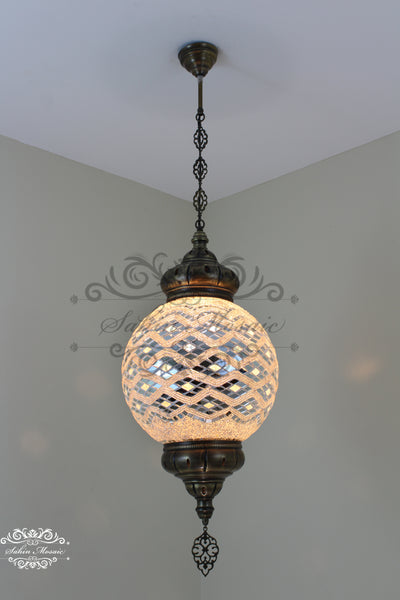 Mosaic Hanging Lamp with 30cm (12") Globe - TurkishLights.NET