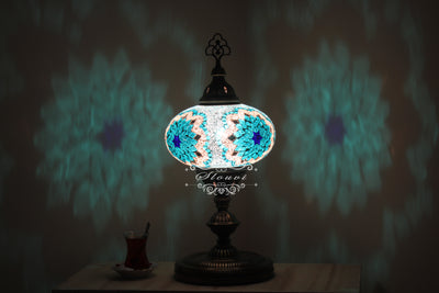 Turkish Mosaic Table Lamp, Extra Large Globe (NO5 GLOBE) - TurkishLights.NET