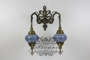 Turkish Mosaic Double Wall Sconce, With Medium Globes - TurkishLights.NET