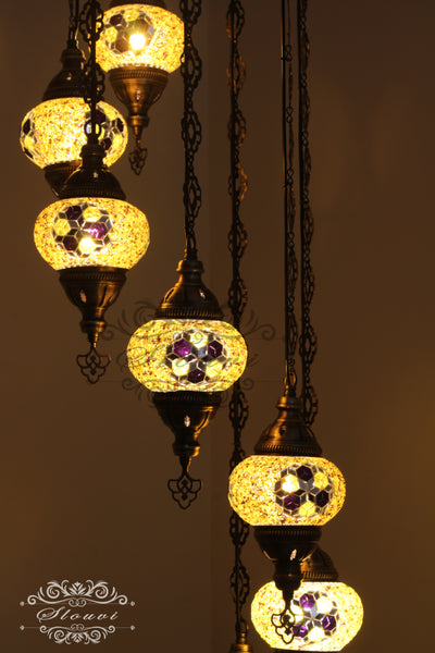 7 - BALL TURKISH MOSAIC CHANDELIER - TurkishLights.NET