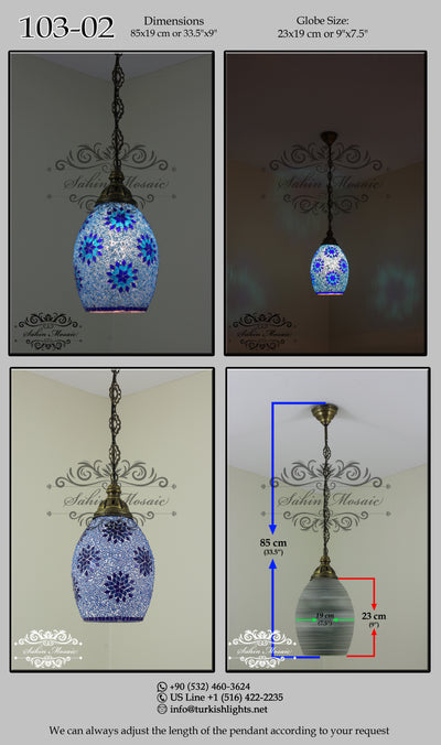 Turkish Handmade Mosaic Hanging Pendant - Kitchen Island Pendant 103-02 - TurkishLights.NET