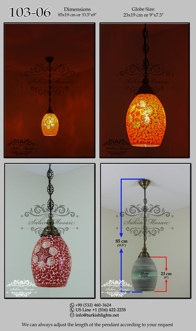 Turkish Handmade Mosaic Hanging Pendant - Kitchen Island Pendant 103-06 - TurkishLights.NET