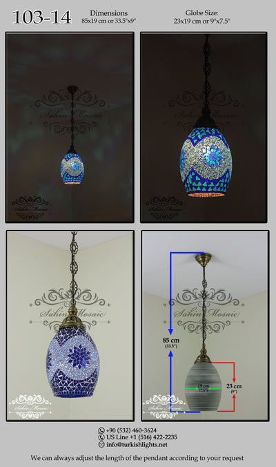 Turkish Handmade Mosaic Hanging Pendant - Kitchen Island Pendant 103-14 - TurkishLights.NET