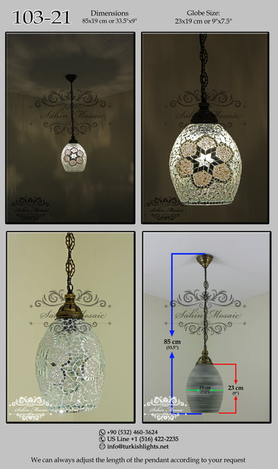 Turkish Handmade Mosaic Hanging Pendant - Kitchen Island Pendant 103-21 - TurkishLights.NET