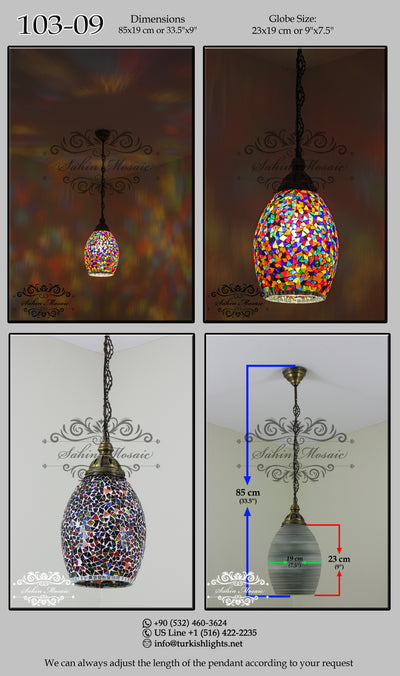 Turkish Handmade Mosaic Hanging Pendant - Kitchen Island Pendant 103-09 - TurkishLights.NET