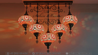 Kitchen Island Pendant With 5 Extra Large Globes, ID: 104 - TurkishLights.NET