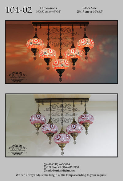 Kitchen Island Pendant With 5 XL Globes 104-02 - TurkishLights.NET