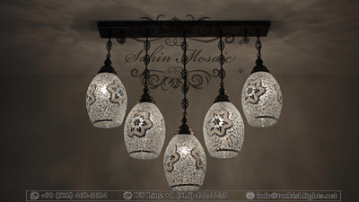 Kitchen Island Pendant With 5 Globes, ID:105 - TurkishLights.NET