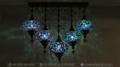 Kitchen Island Pendant With 5 Extra Large Globes, ID: 104 - TurkishLights.NET