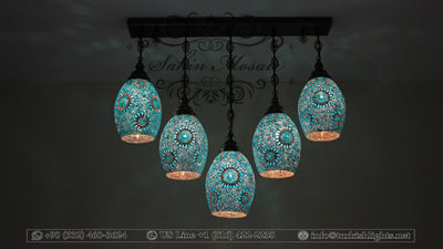 Kitchen Island Pendant With 5 Globes, ID:105 - TurkishLights.NET