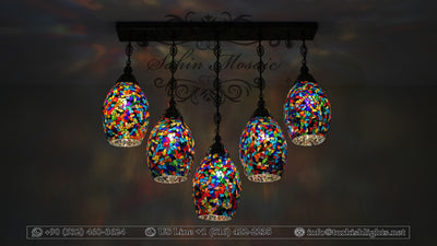 Kitchen Island Pendant With 5 Globes, ID:105 - TurkishLights.NET