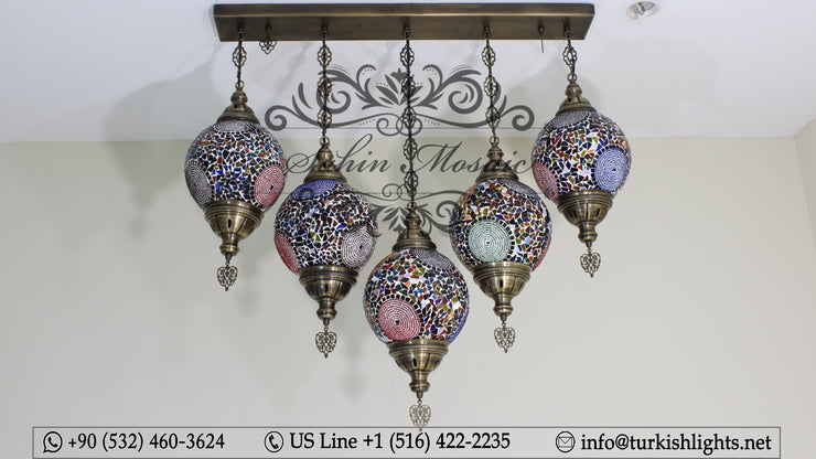 Kitchen Island Pendant With 5 (20 cm ) Globes, ID: 111 - TurkishLights.NET