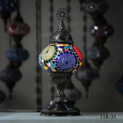 TURKISH MOSAIC TABLE LAMP,  MEDIUM GLOBE Product ID: 118 - TurkishLights.NET