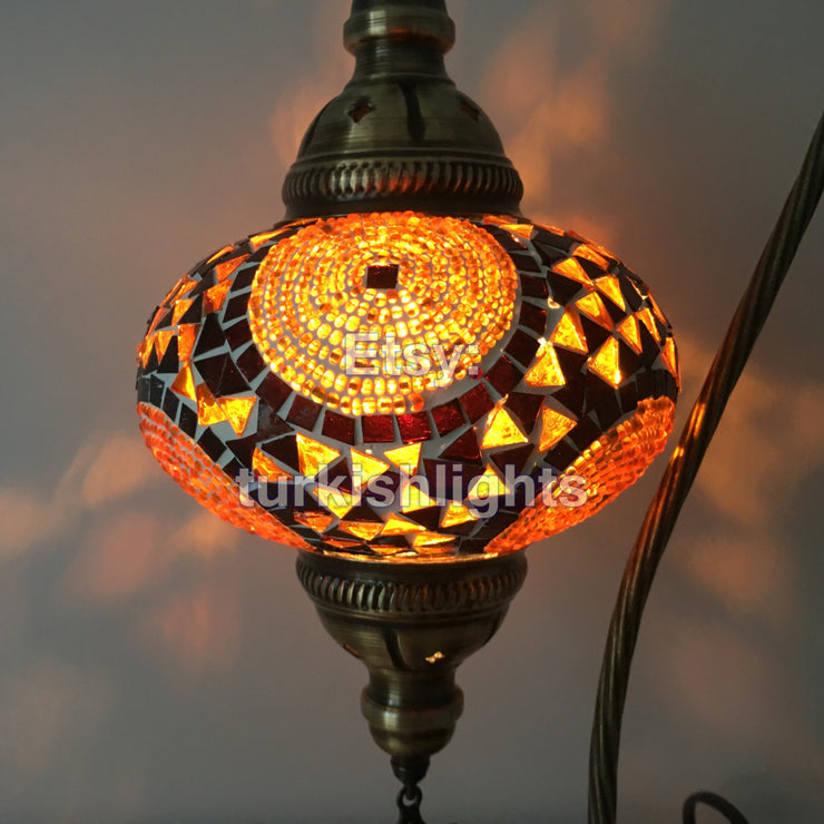 Swan Neck Mosaic Table Lamp, Purple, Model 2 (Medium) - Mosaic
