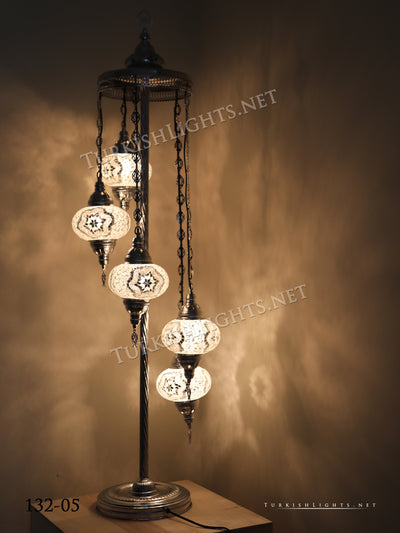 FLOOR LAMP WITH  5 LARGE GLOBES and CHROME FINISH ,ID:132 - TurkishLights.NET