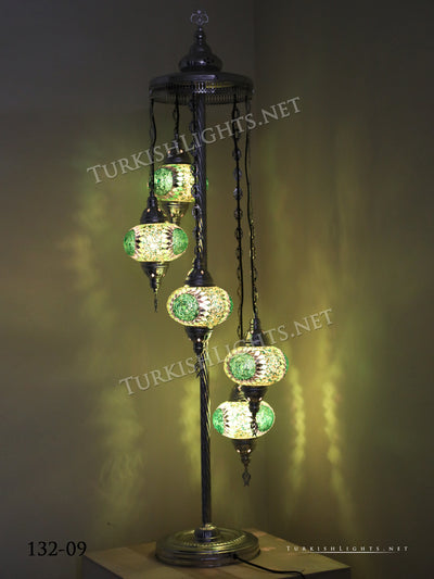 FLOOR LAMP WITH  5 LARGE GLOBES and CHROME FINISH ,ID:132 - TurkishLights.NET