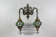 Turkish Mosaic Double Wall Sconce, With Medium Globes - TurkishLights.NET