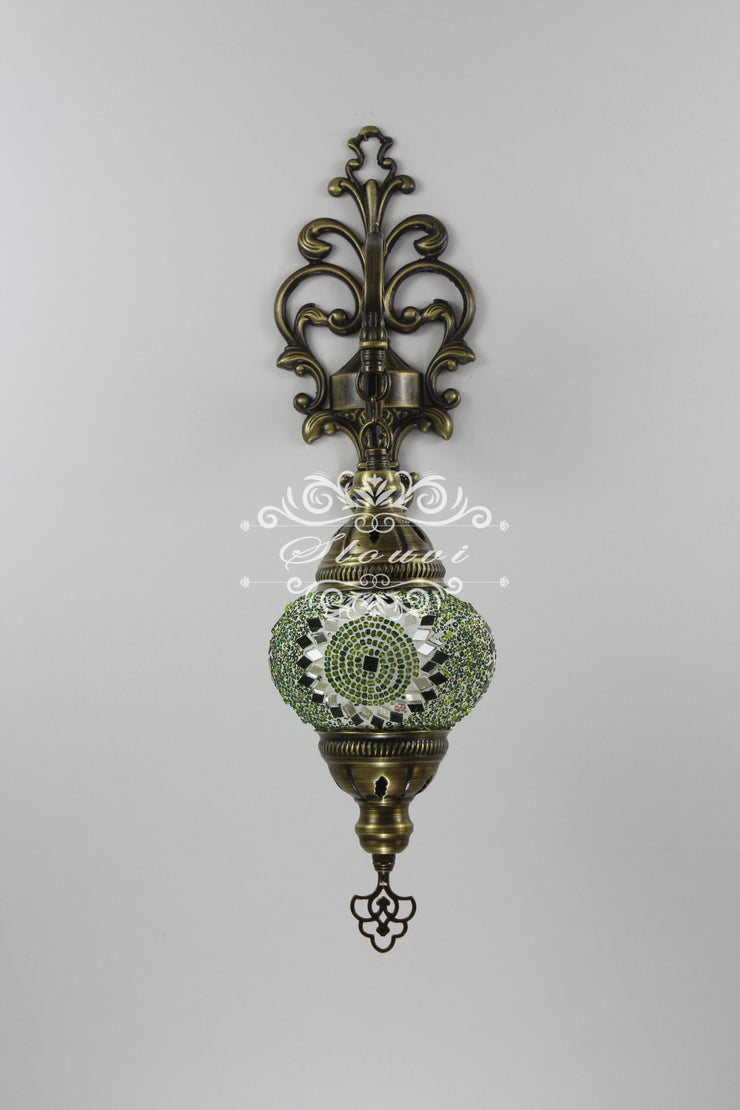 Turkish Mosaic  Wall Sconce, With Medium Globe - TurkishLights.NET