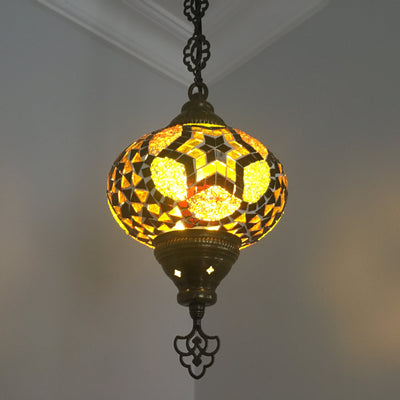 Turkish Handmade Mosaic  Hanging Lamp - Large Globe - TurkishLights.NET