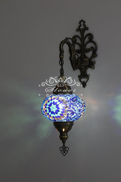 Turkish Mosaic  Wall Sconce, With Large Globes - TurkishLights.NET