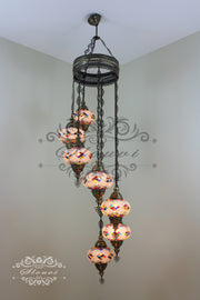 7 - BALL TURKISH MOSAIC CHANDELIER, LARGE GLOBES - TurkishLights.NET