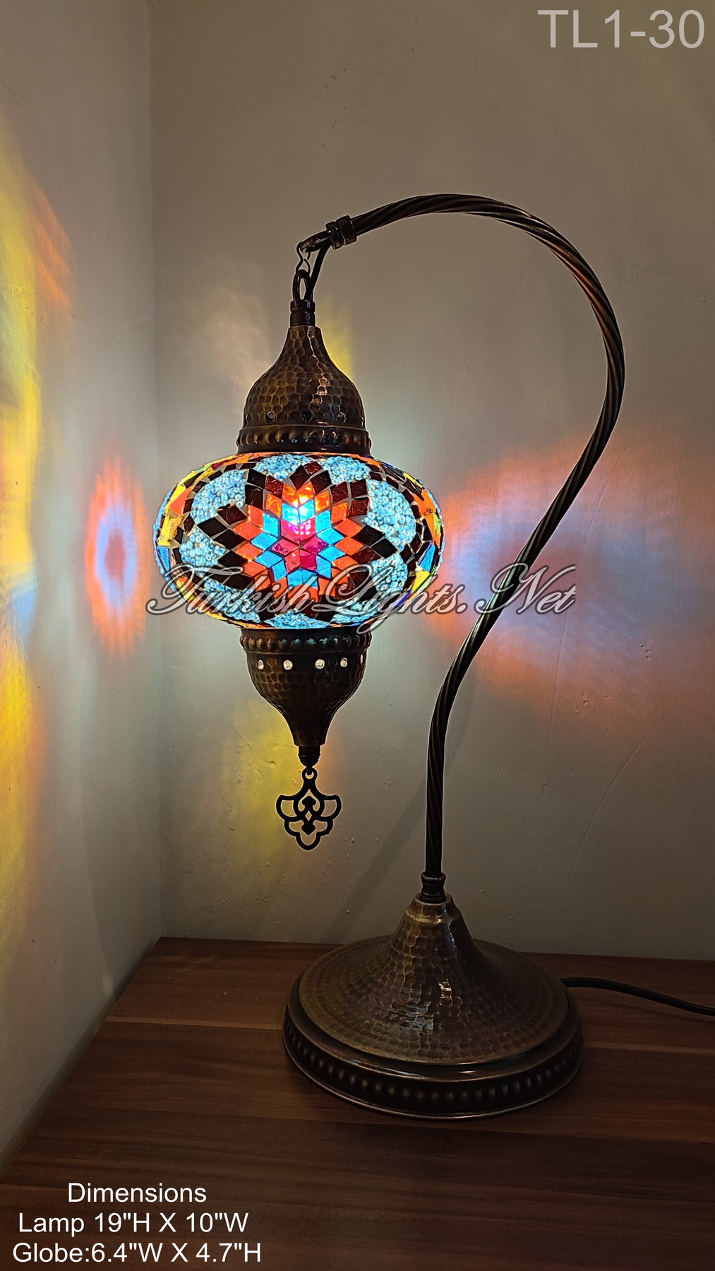 Swan Neck Mosaic shops Table Lamp Medium Size, Turkish Desk Lighting for Kitchen, Bedroom, Dining, Study, Living Room, Restaurant, Bar,Hotel