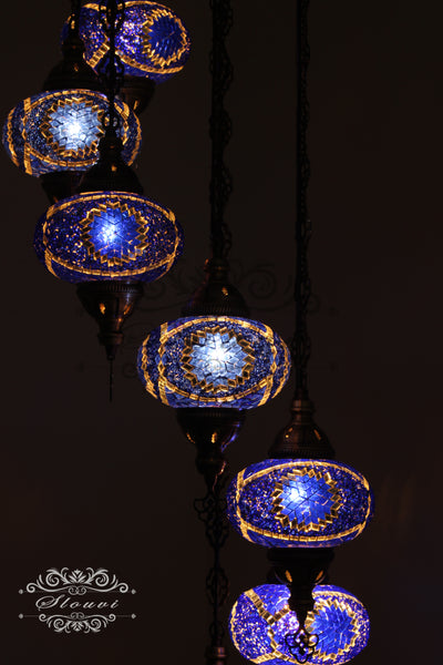 7 - BALL TURKISH MOSAIC CHANDELIER, LARGE GLOBES - TurkishLights.NET