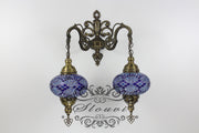 Turkish Mosaic Double Wall Sconce, With Large Globes - TurkishLights.NET