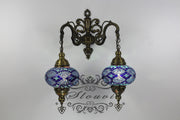 Turkish Mosaic Double Wall Sconce, With Large Globes - TurkishLights.NET