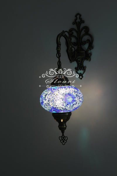 Turkish Mosaic  Wall Sconce, With Large Globe - TurkishLights.NET