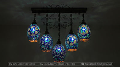 Kitchen Island Pendant With 5 Globes, ID:105 - TurkishLights.NET