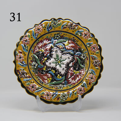 SET OF 3 HAND MADE TURKISH CERAMIC PLATE, 18 cm ( 8''inch ) ID:130 - TurkishLights.NET