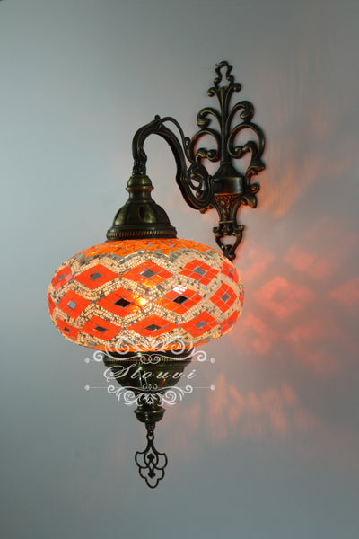 Turkish Mosaic Wall Sconce, With Extra Large Globes - TurkishLights.NET