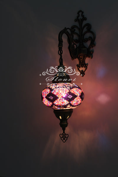 Turkish Mosaic  Wall Sconce, With Large Globe - TurkishLights.NET