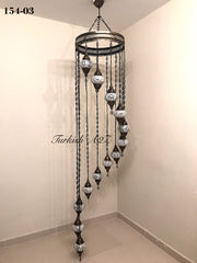 Turkish Mosaic Chandelier with 13  MEDIUM GLOBES, ID:154 - TurkishLights.NET