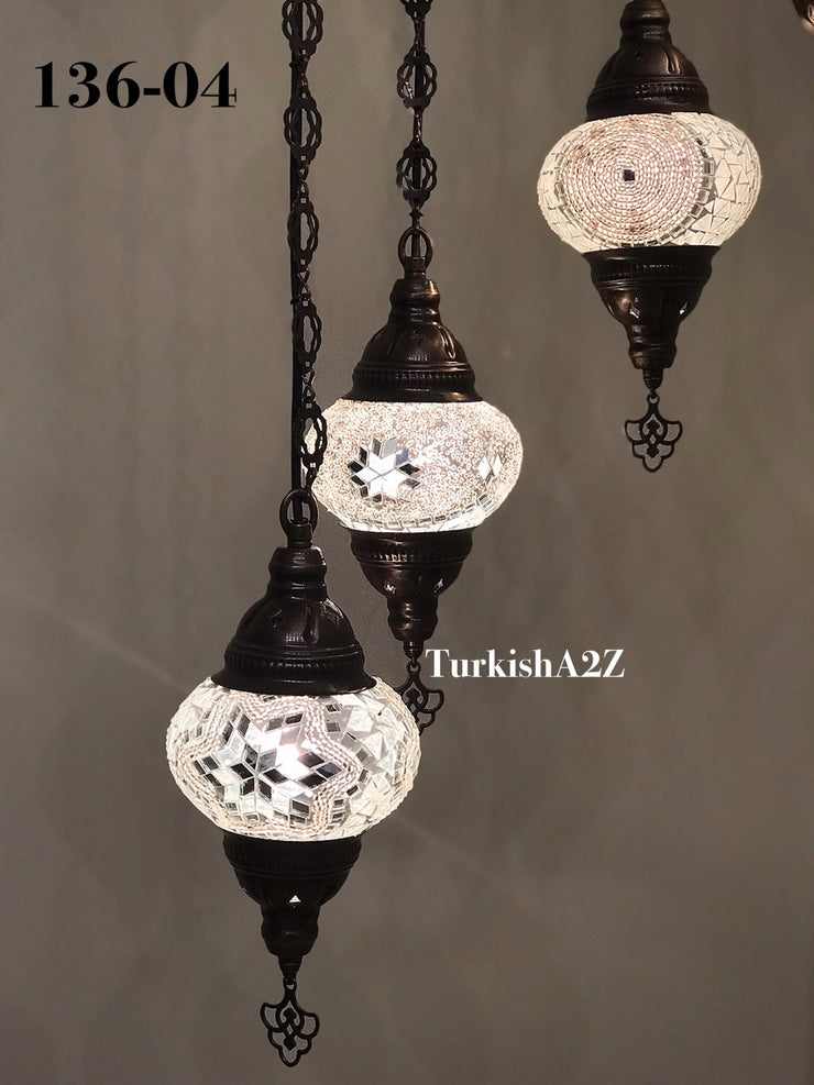 Turkish Mosaic Chandelier with 7 Medium - BALL(Swag Cable Option),ID: 136 - TurkishLights.NET