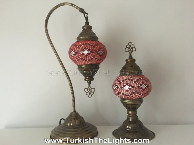 MOSAIC SWAN NECK AND TABLE LAMP SET, MEDIUM GLOBE - TurkishLights.NET