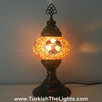 TURKISH MOSAIC TABLE LAMP,  MEDIUM GLOBE - TurkishLights.NET