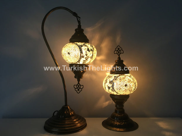 MOSAIC SWAN NECK AND TABLE LAMP SET, MEDIUM GLOBE - TurkishLights.NET