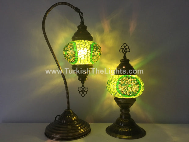 MOSAIC SWAN NECK AND TABLE LAMP SET, MEDIUM GLOBE - TurkishLights.NET