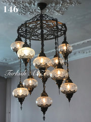 Ottoman Chandelier With 11  Crack Globes , ID:146 - TurkishLights.NET