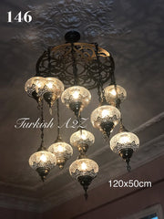 Ottoman Chandelier With 11  Crack Globes , ID:146 - TurkishLights.NET