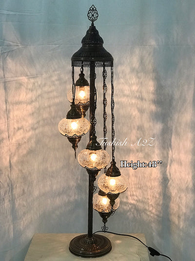 Ottoman TURKISH MOSAIC FLOOR LAMP WITH 5 Cracked GLOBES,ID:151 - TurkishLights.NET