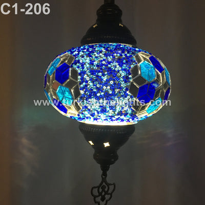 Turkish Handmade Mosaic  Hanging Lamp - Large Globe - TurkishLights.NET