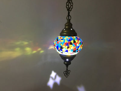 Turkish Handmade Mosaic  Hanging Lamp - Medium globe - TurkishLights.NET